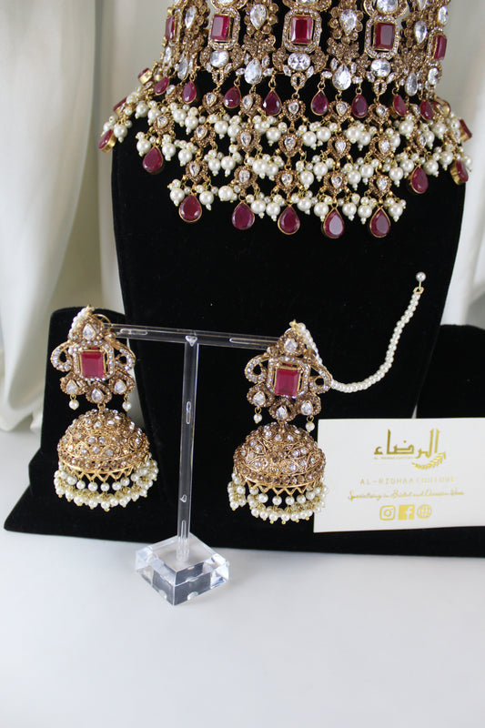 Leela - Bridal Choker Set (Maroon)
