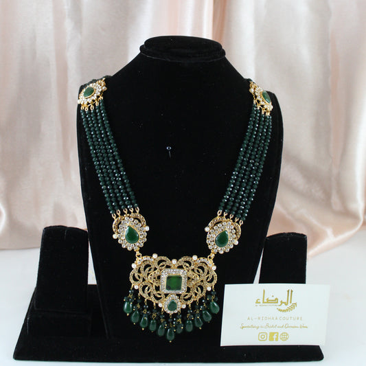 Fariha - Bridal Choker Set (Dark Green)