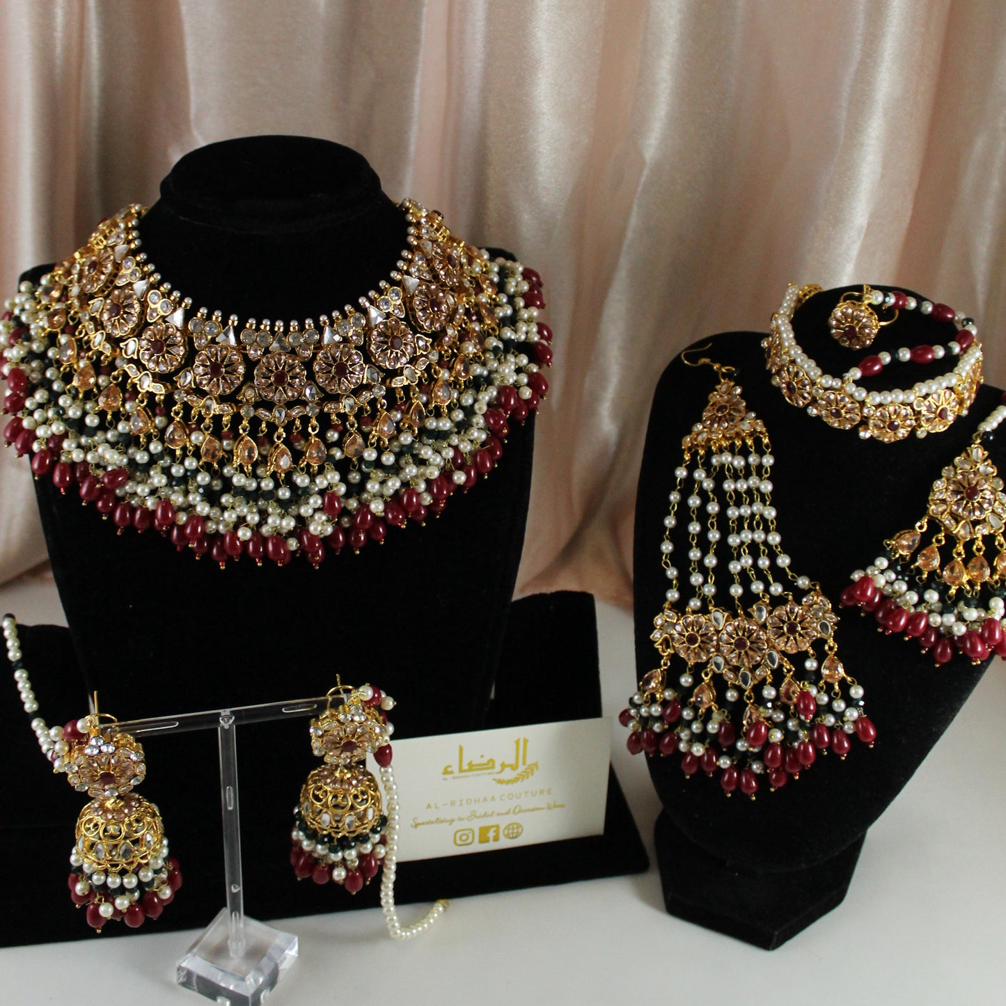 Amal - Bridal Set (Maroon dots)