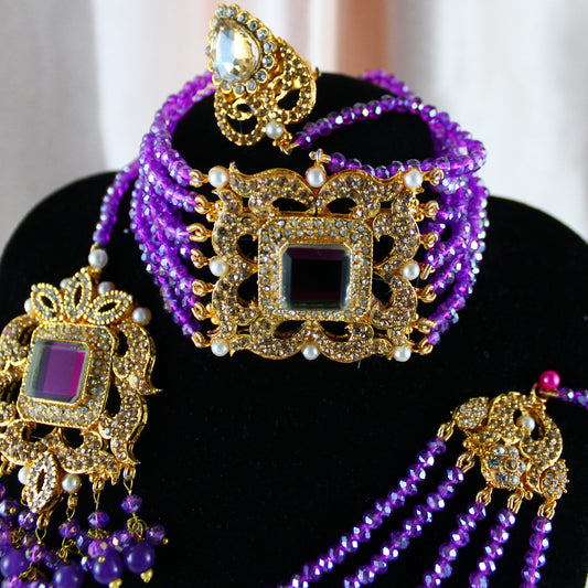 Fariha - Bridal Choker Set (Purple)