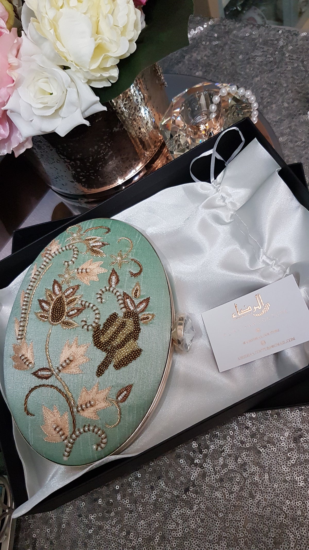 Fatima - Large Oval Beaded Clutch