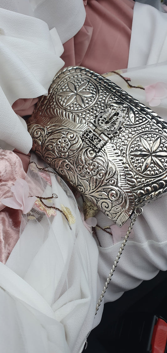 Rectangle -  Silver Brass Clutch
