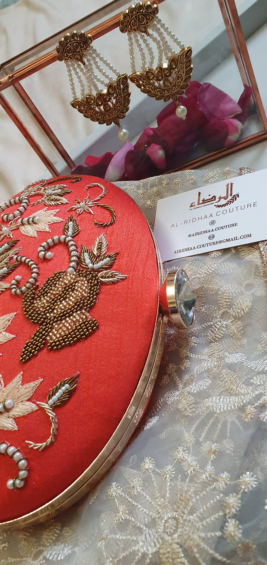 Fatima - Large Oval Beaded Clutch