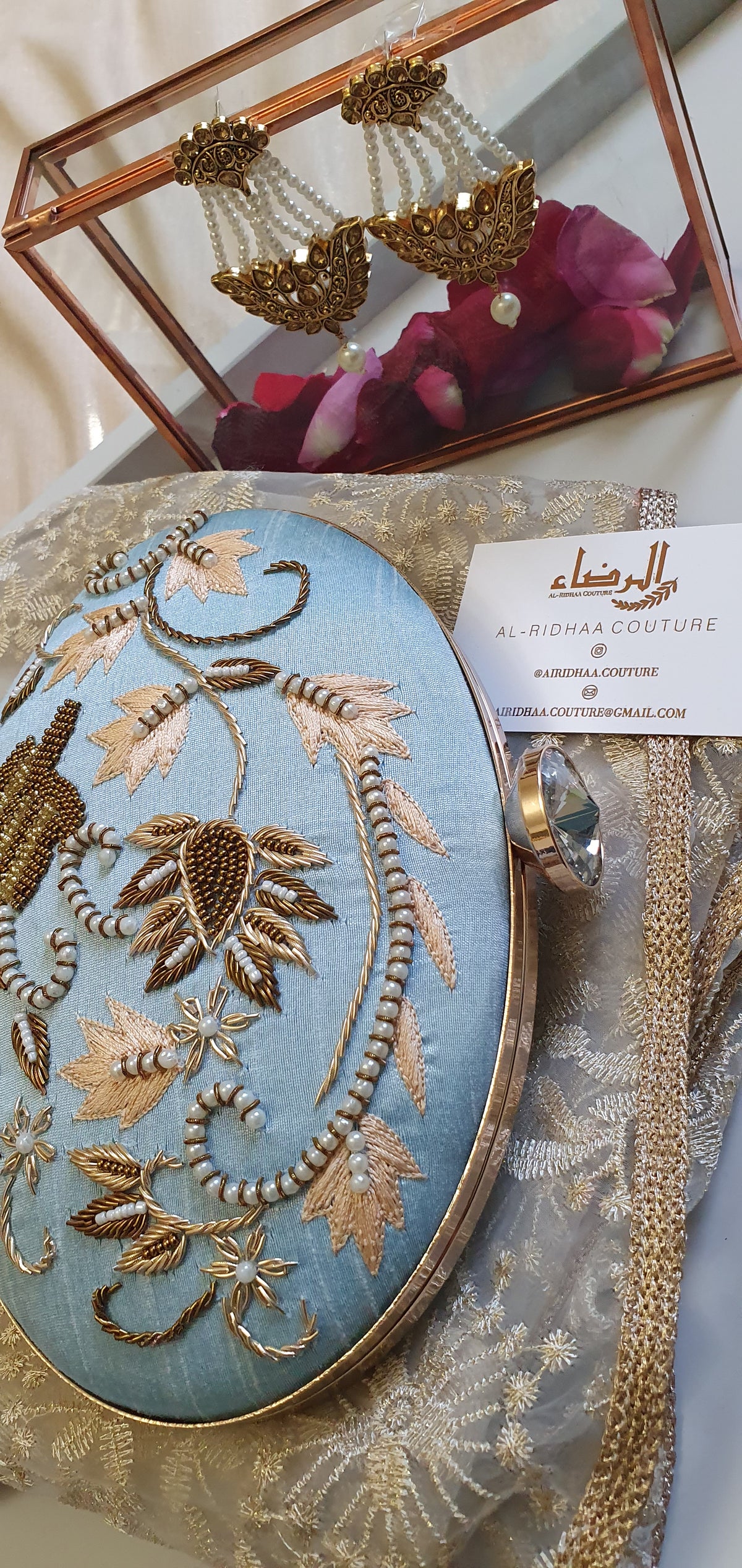 Fatima - Large Oval Beaded Clutch