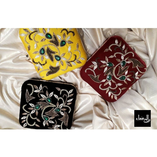 Velvet Embroidery - Square Clutch