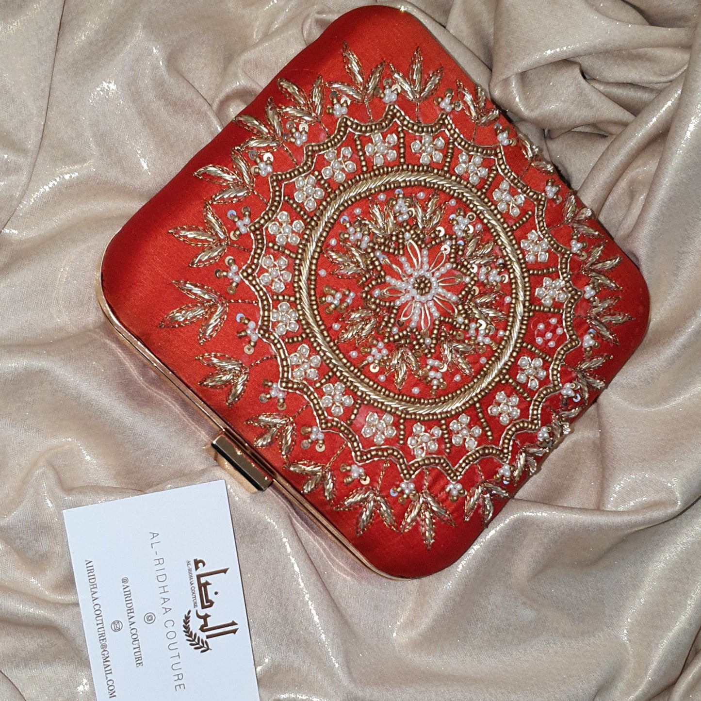 Mandala Rose Silk Clutch - Square Clutch