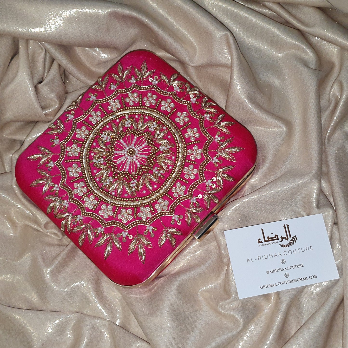 Mandala Rose Silk Clutch - Square Clutch