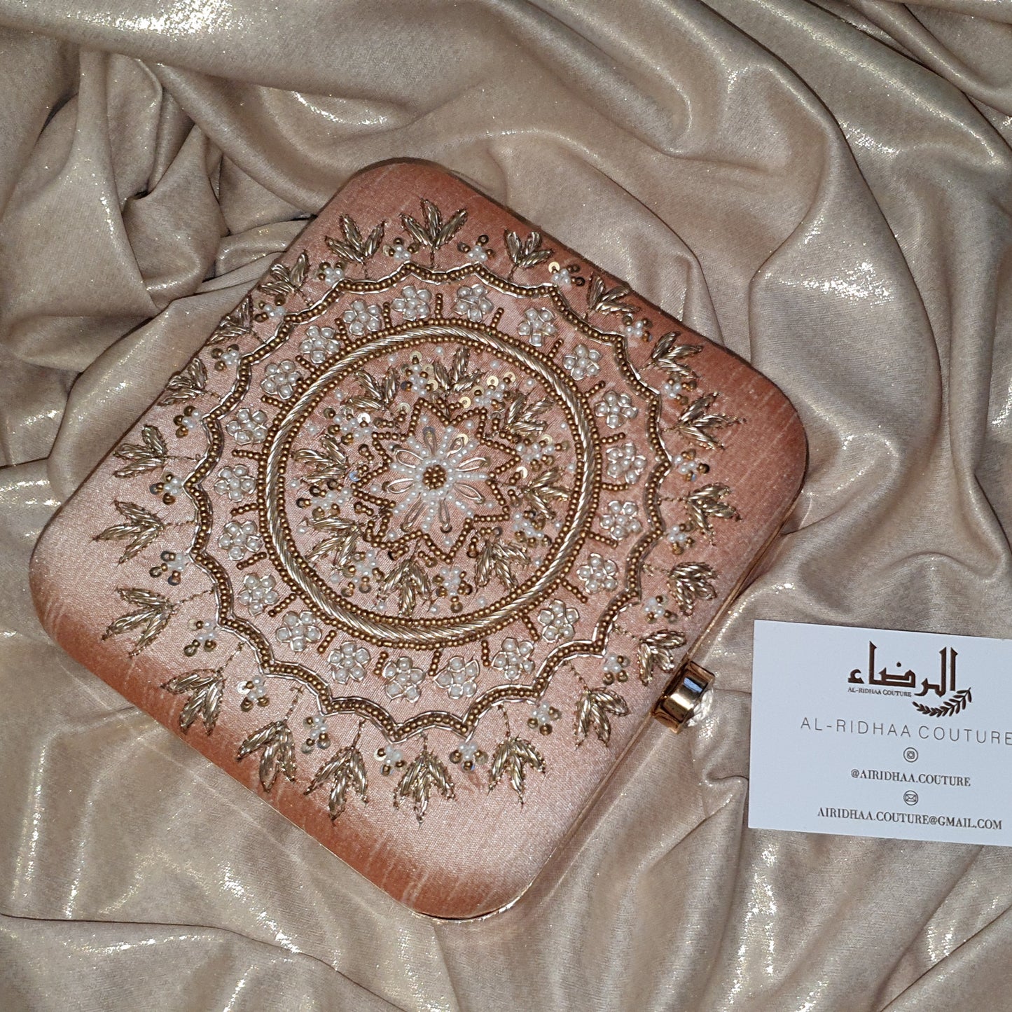 Mandala Rose Silk Clutch - Square Clutch