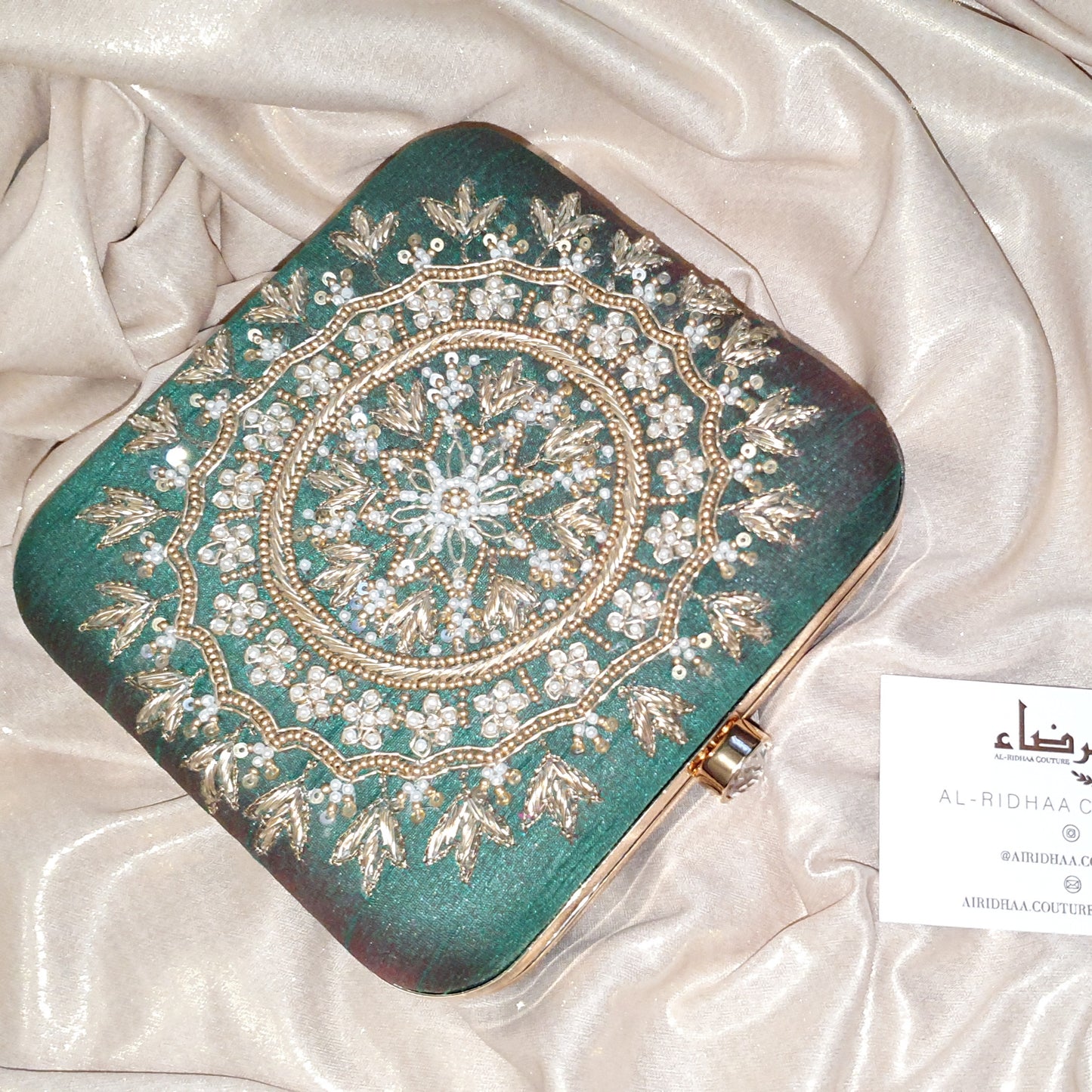 Mandala Rose Silk Clutch - Square Clutch