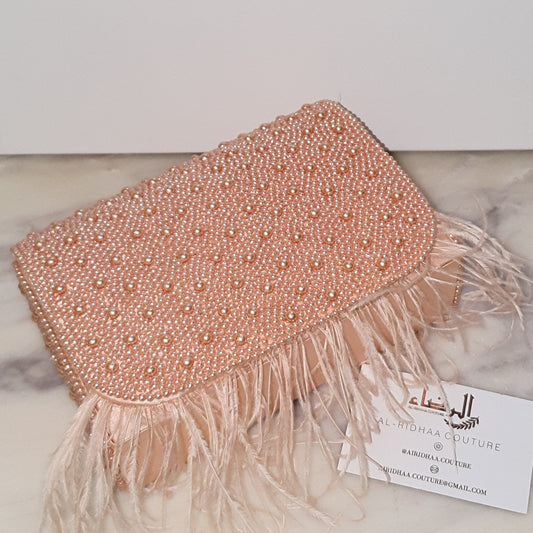 Afifa - Feather Satin Clutch Bag