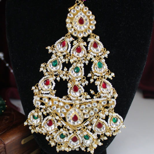 Jabeen - Pachi Kundan Jhoomar (maroon)