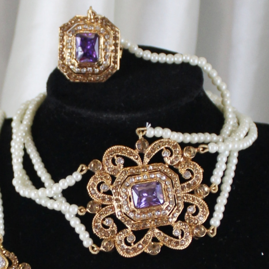 Leela -  Bridal Choker Set (Purple)