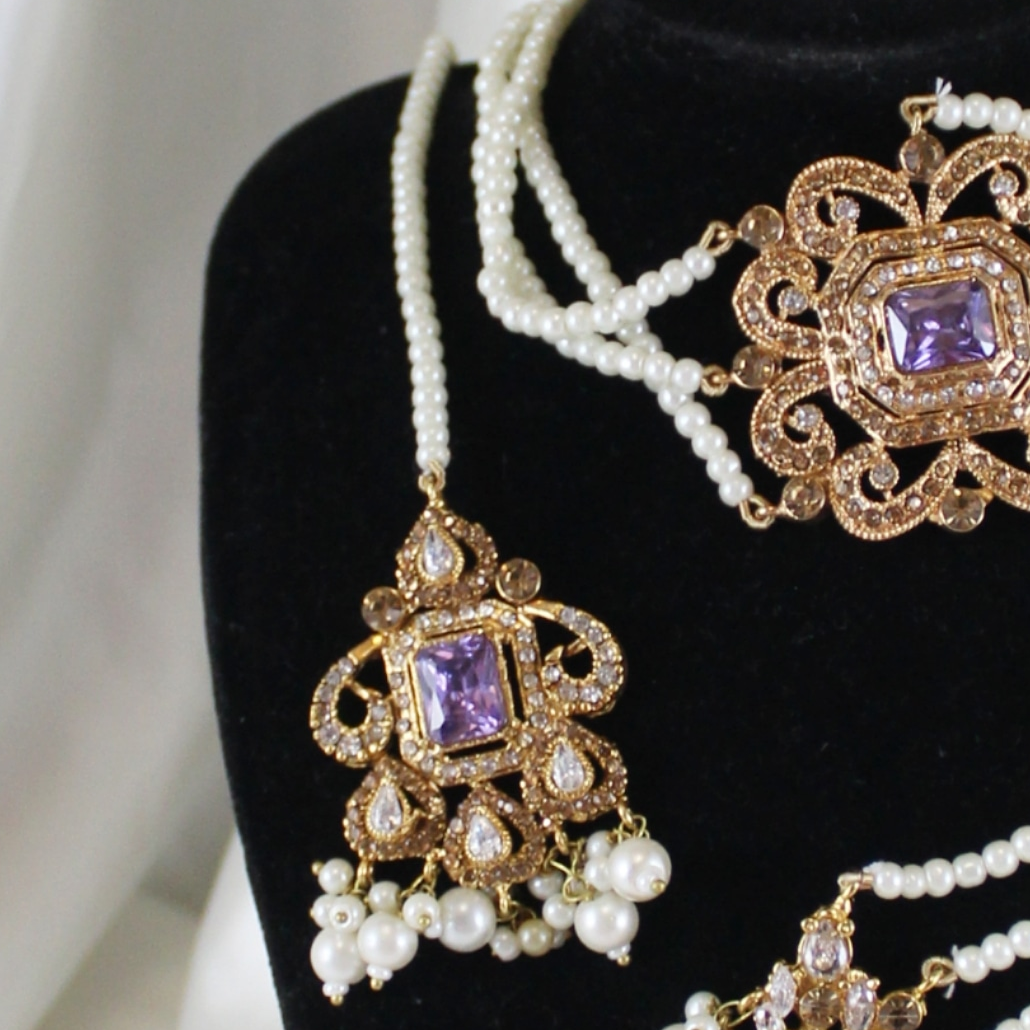 Leela -  Bridal Choker Set (Purple)