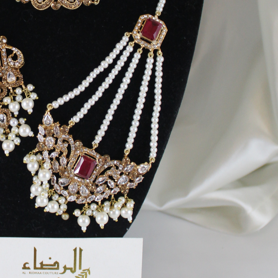Leela -  Bridal Choker Set (Maroon)