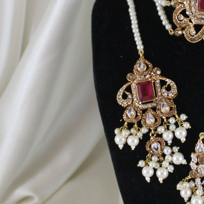 Leela -  Bridal Choker Set (Maroon)