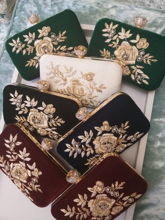 Rosey - Velvet Rectangle Clutch