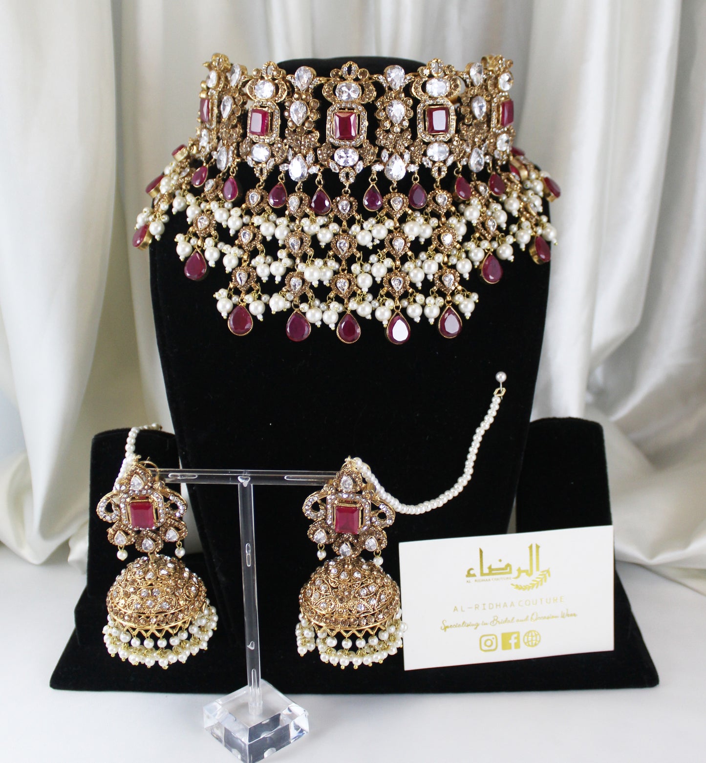 Leela -  Bridal Choker Set (Maroon)