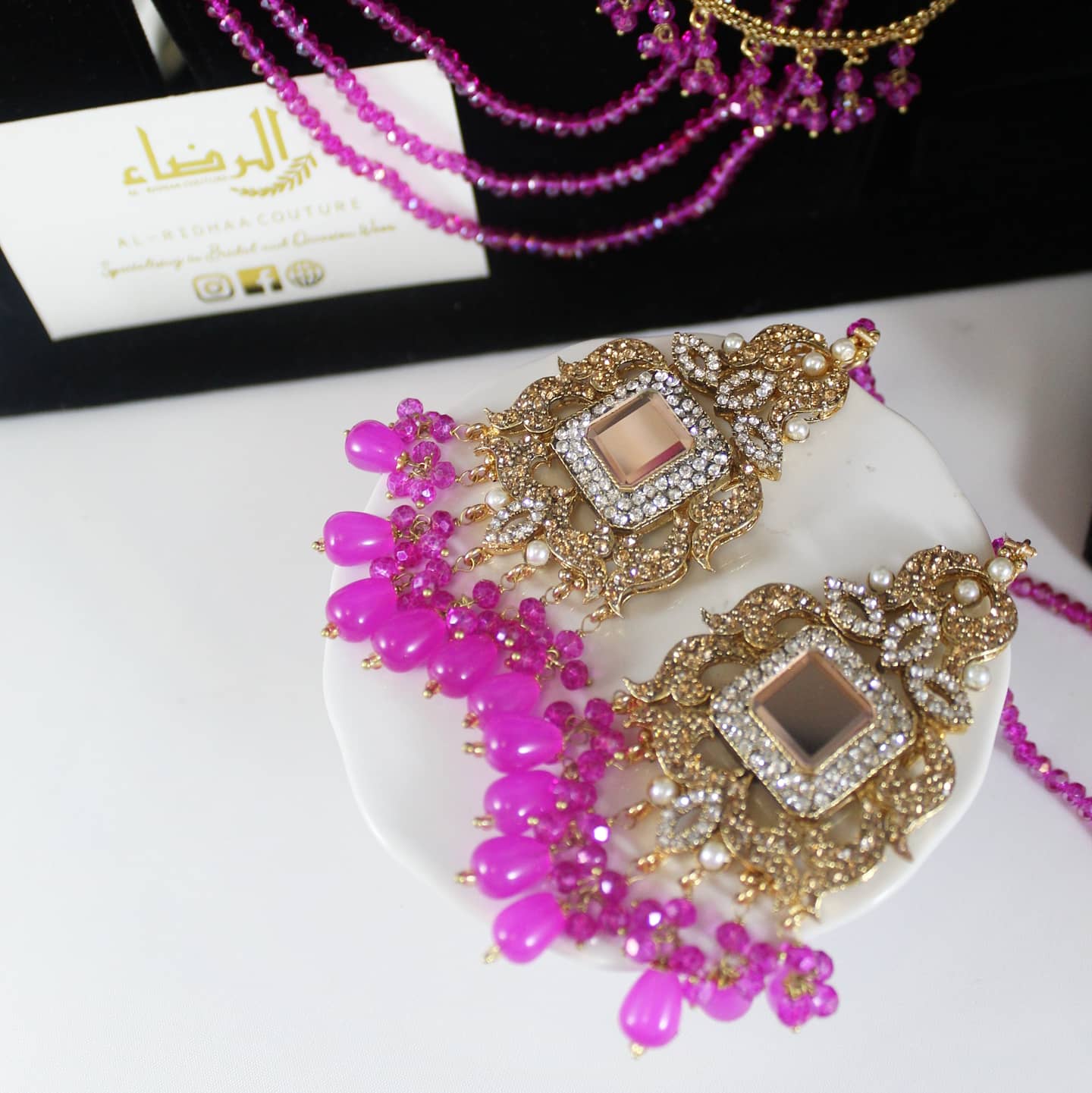 Fariha - Bridal Choker Set (Hot Pink)