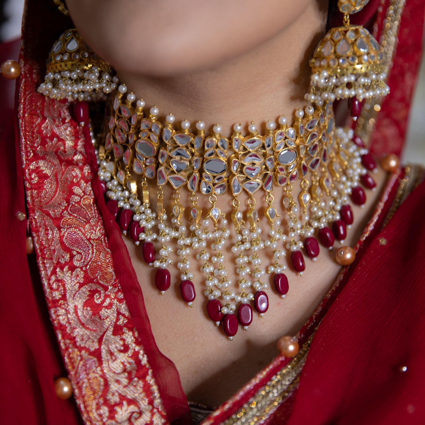 Zainab -  Kundan Bridal Set (Maroon)
