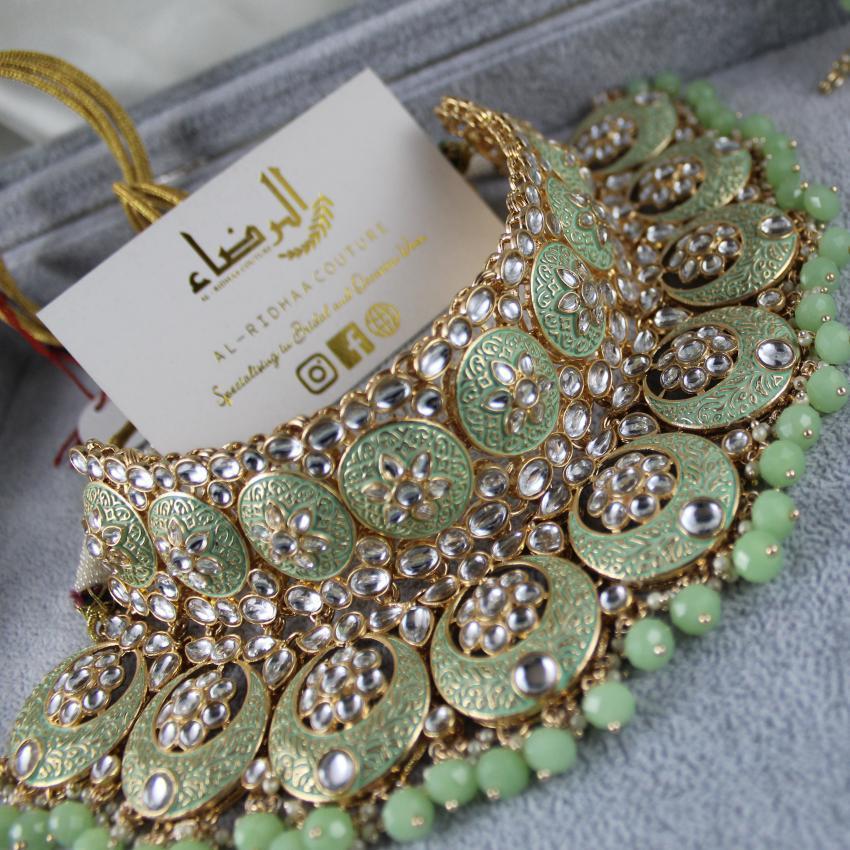 Anoosha - Meenakari Necklace Set (Green)