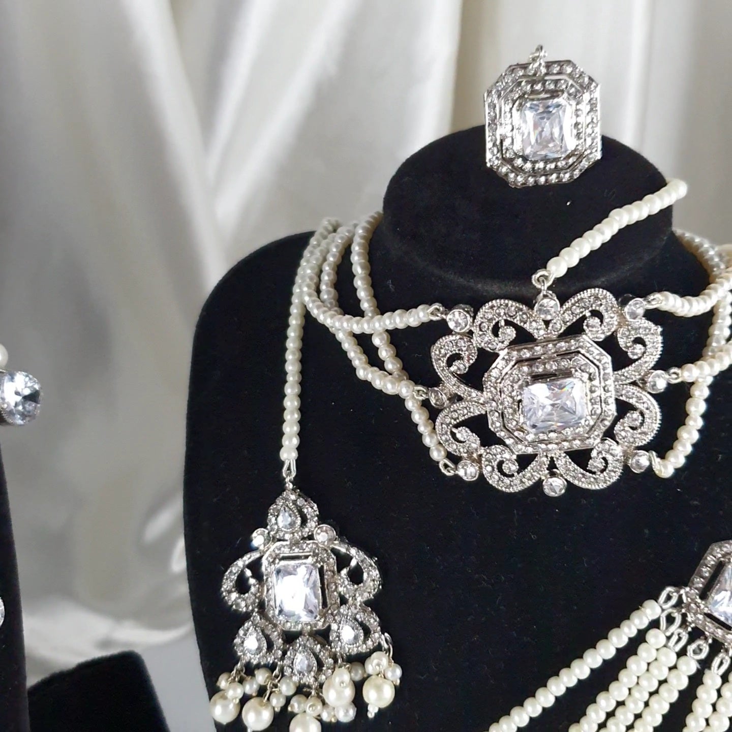 Leela -  Bridal Choker Set (Silver)