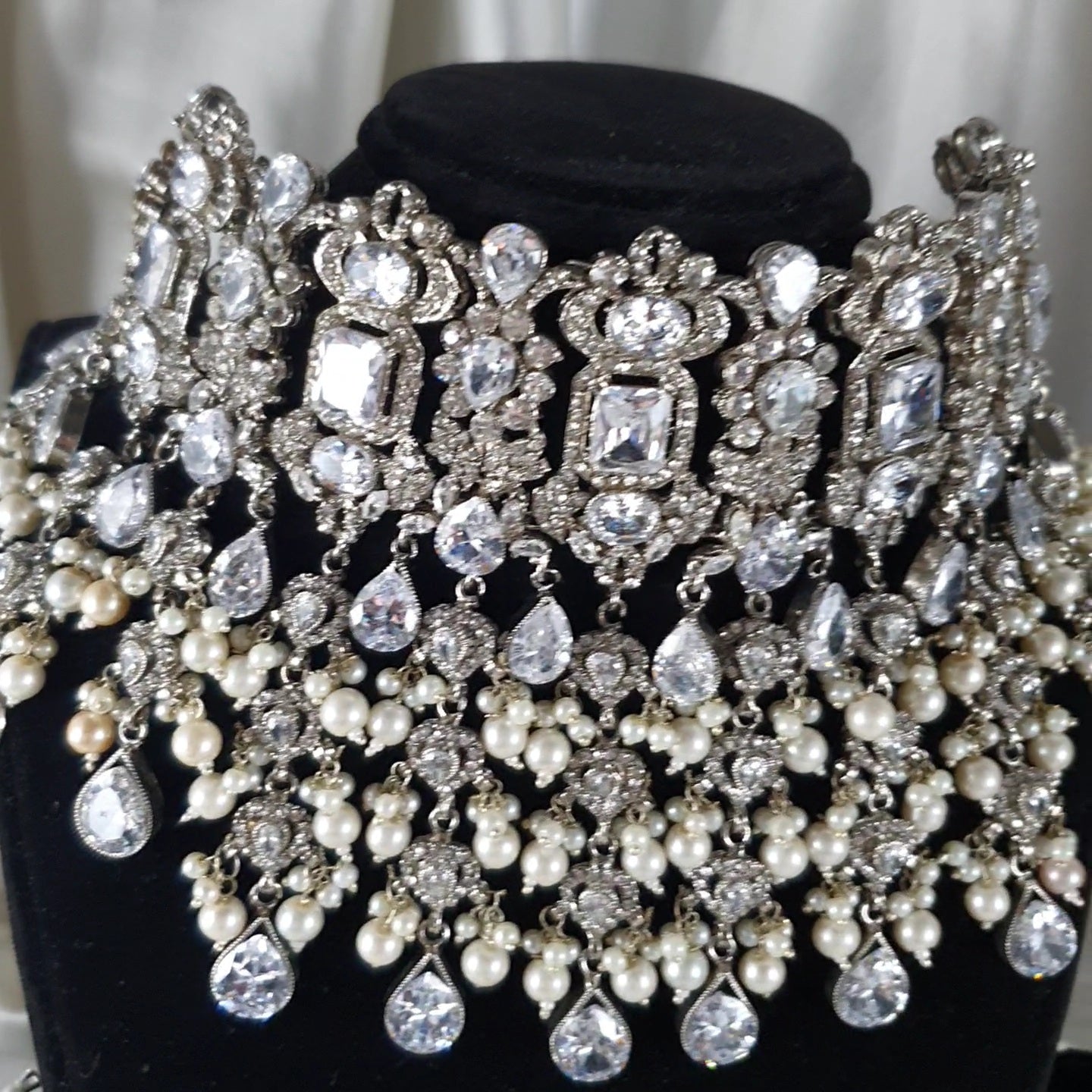 Leela -  Bridal Choker Set (Silver)