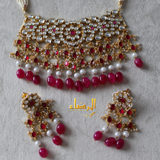 Sidra - Choker/Necklace Set (Pinky Red)