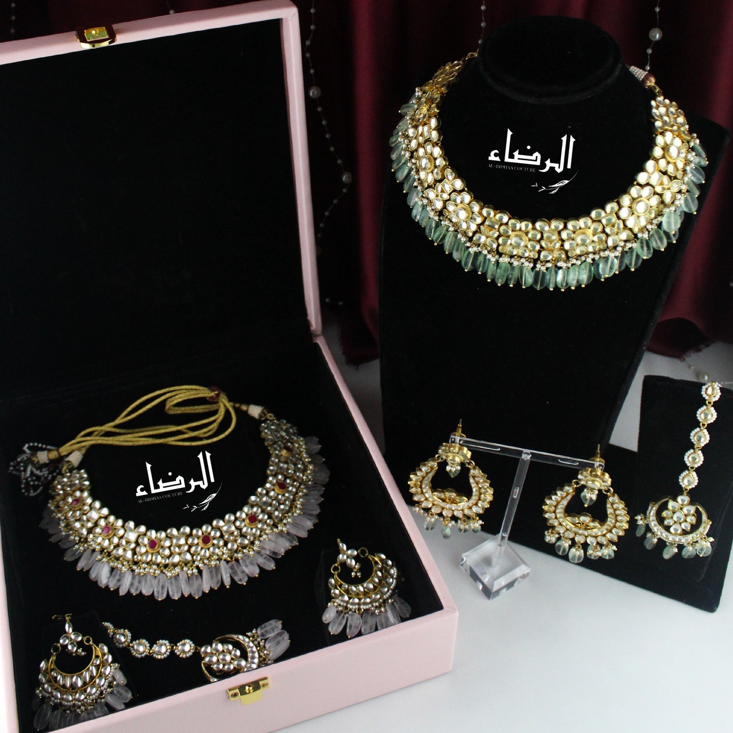 Rina - Pachi Kundan Set (Pastel Pink)