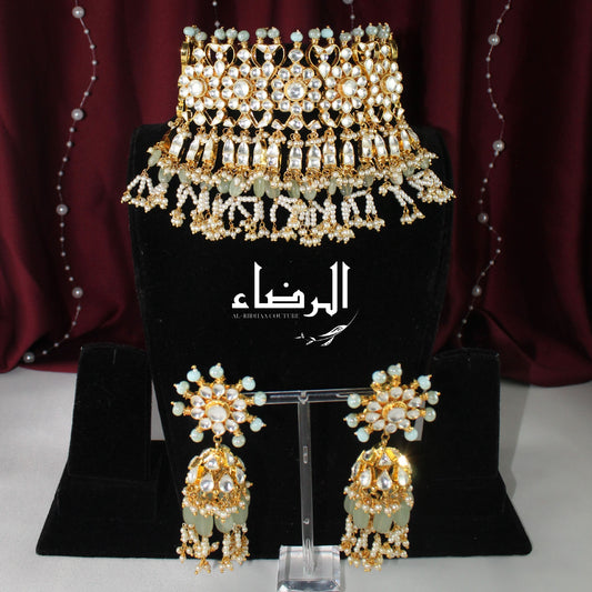 Nadira - Pachi Kundan Set (SageGreen)