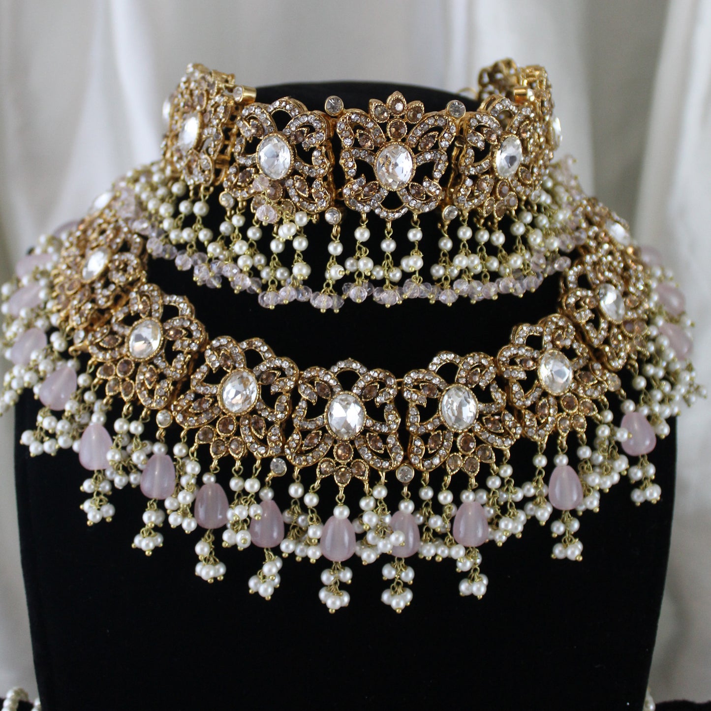Buhayra - Double Choker Bridal Set (Pink)