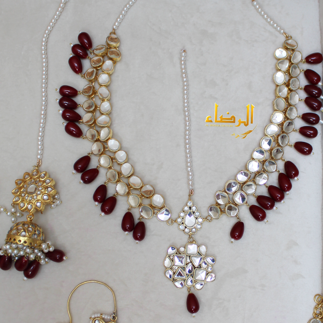 Jasmine - Maroon Kundan Bridal Set