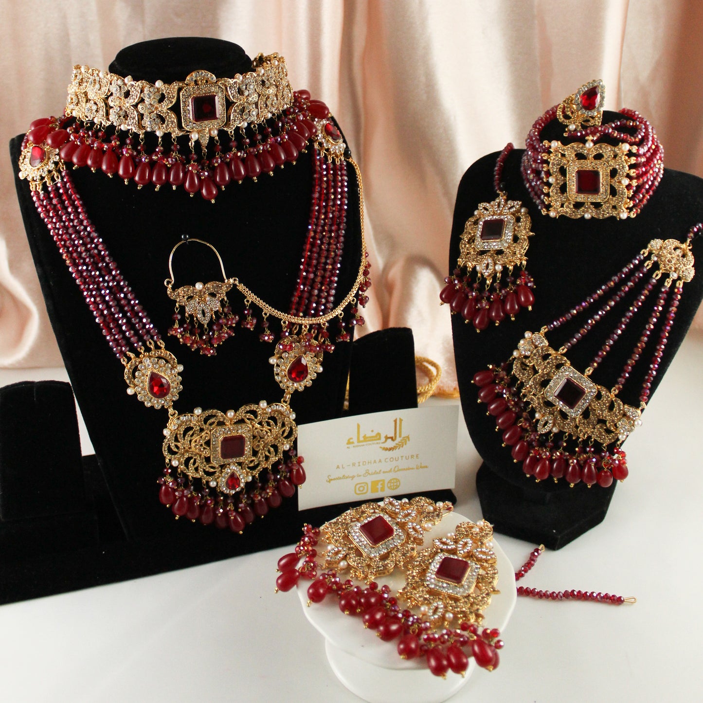 Fariha - Bridal Choker Set (Maroon)