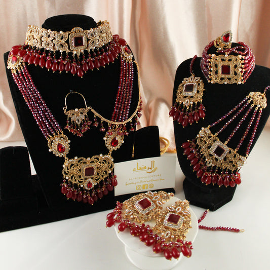 Fariha - Bridal Choker Set (Maroon)