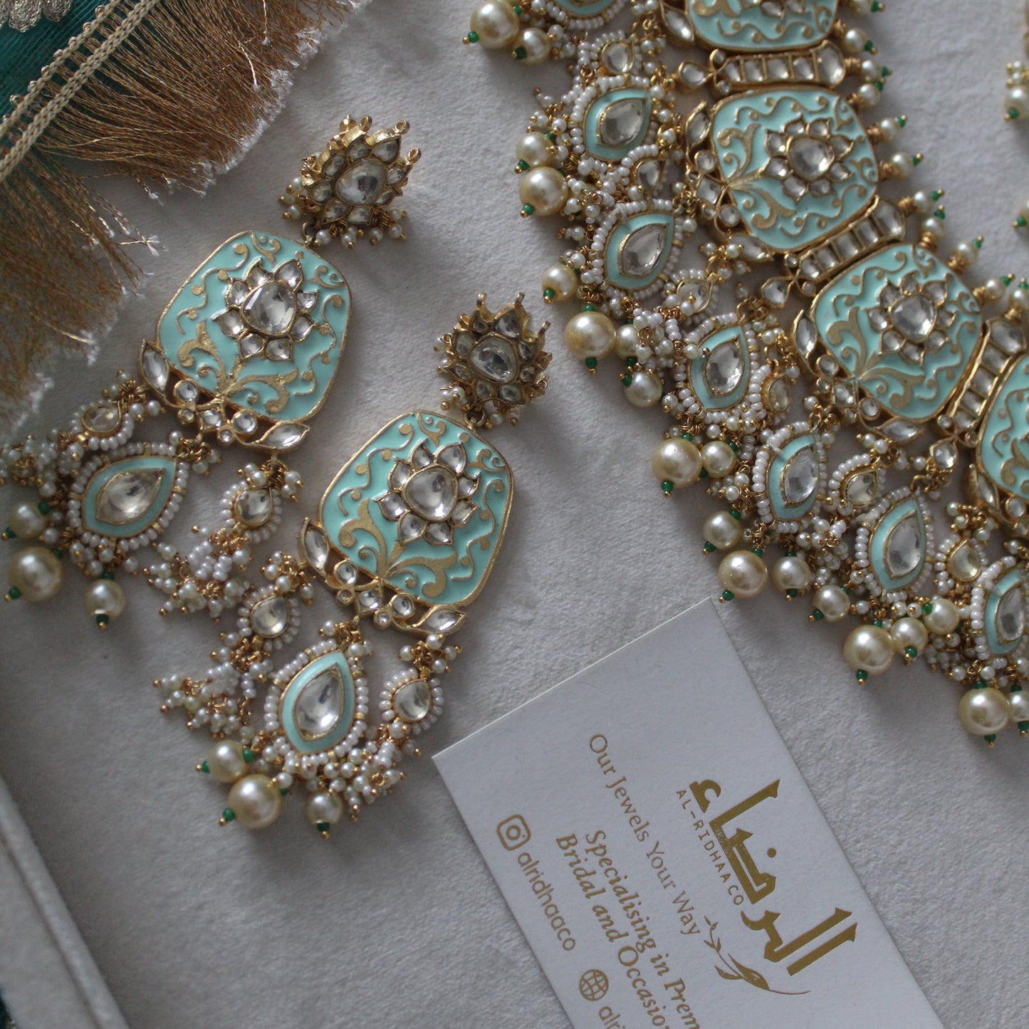 Seema - Pachi Meenakari Necklace Set (Mint)