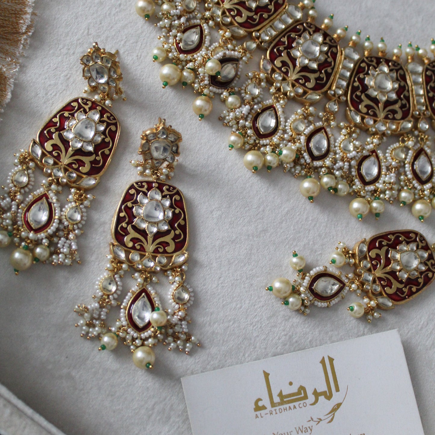 Seema - Pachi Meenakari Necklace Set (Maroon)