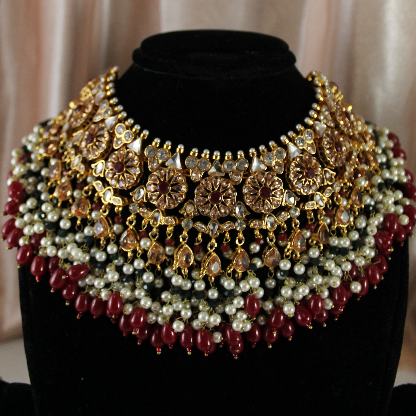 Amal -  Bridal Set (Maroon dots)