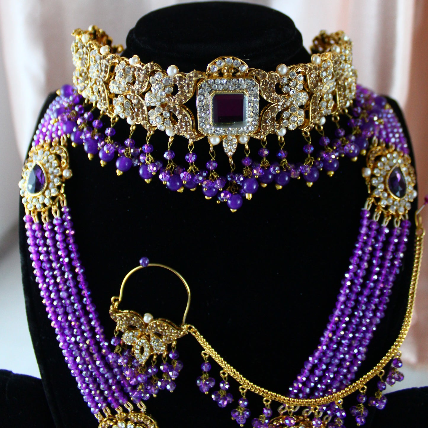 Fariha - Bridal Choker Set (Purple)