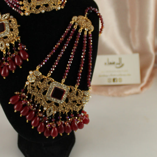 Fariha - Bridal Choker Set (Maroon)