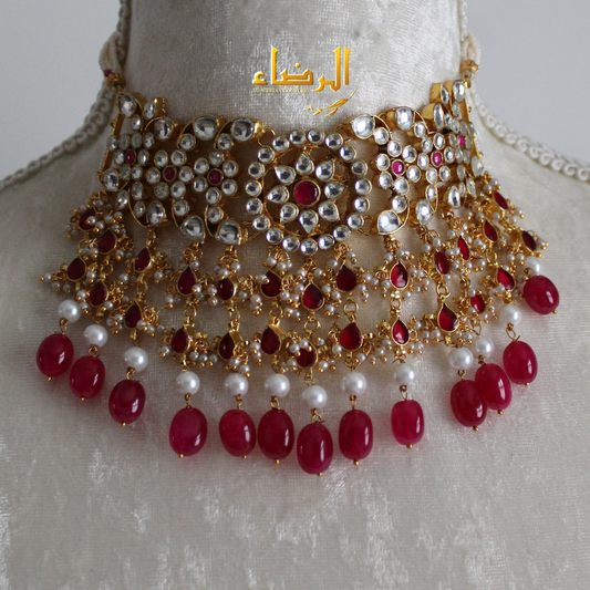 Sidra - Choker/Necklace Set (Pinky Red)