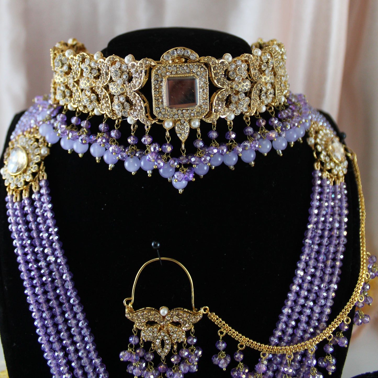 Fariha - Bridal Choker Set (Light Purple)