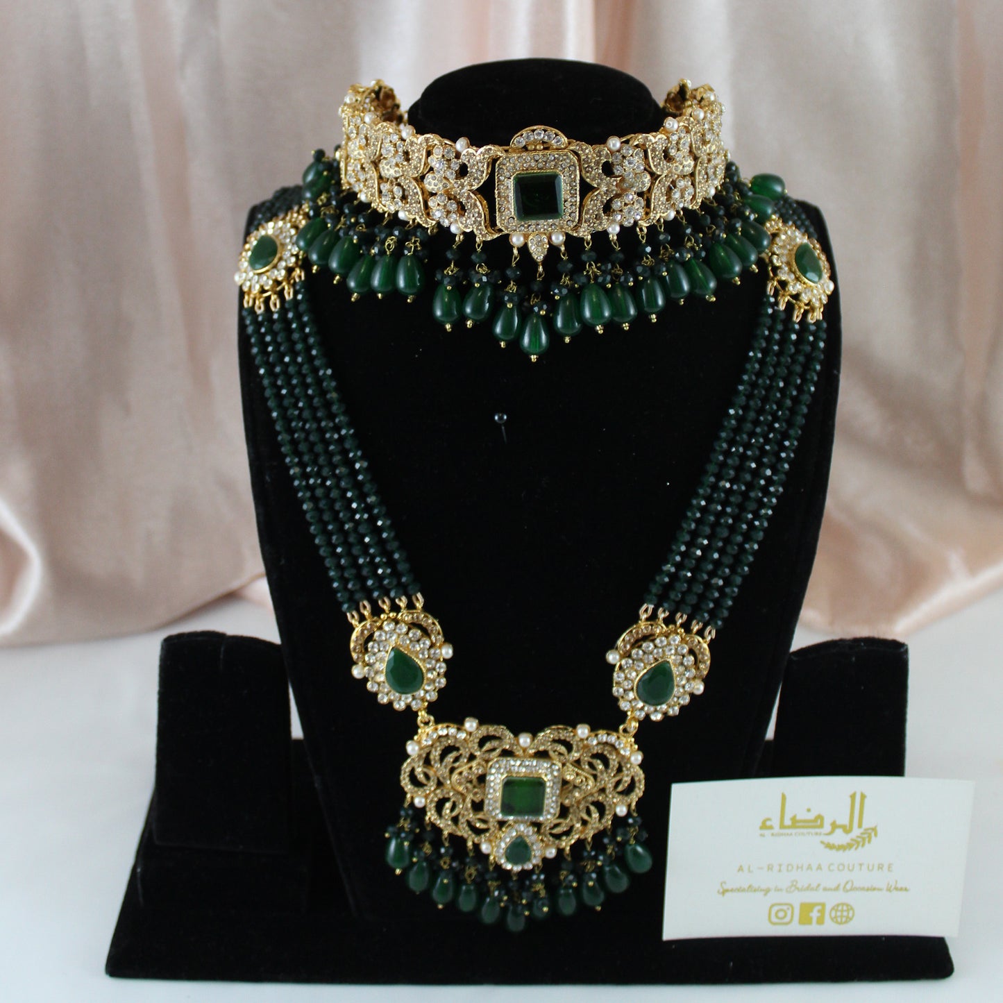 Fariha - Bridal Choker Set (Dark Green)