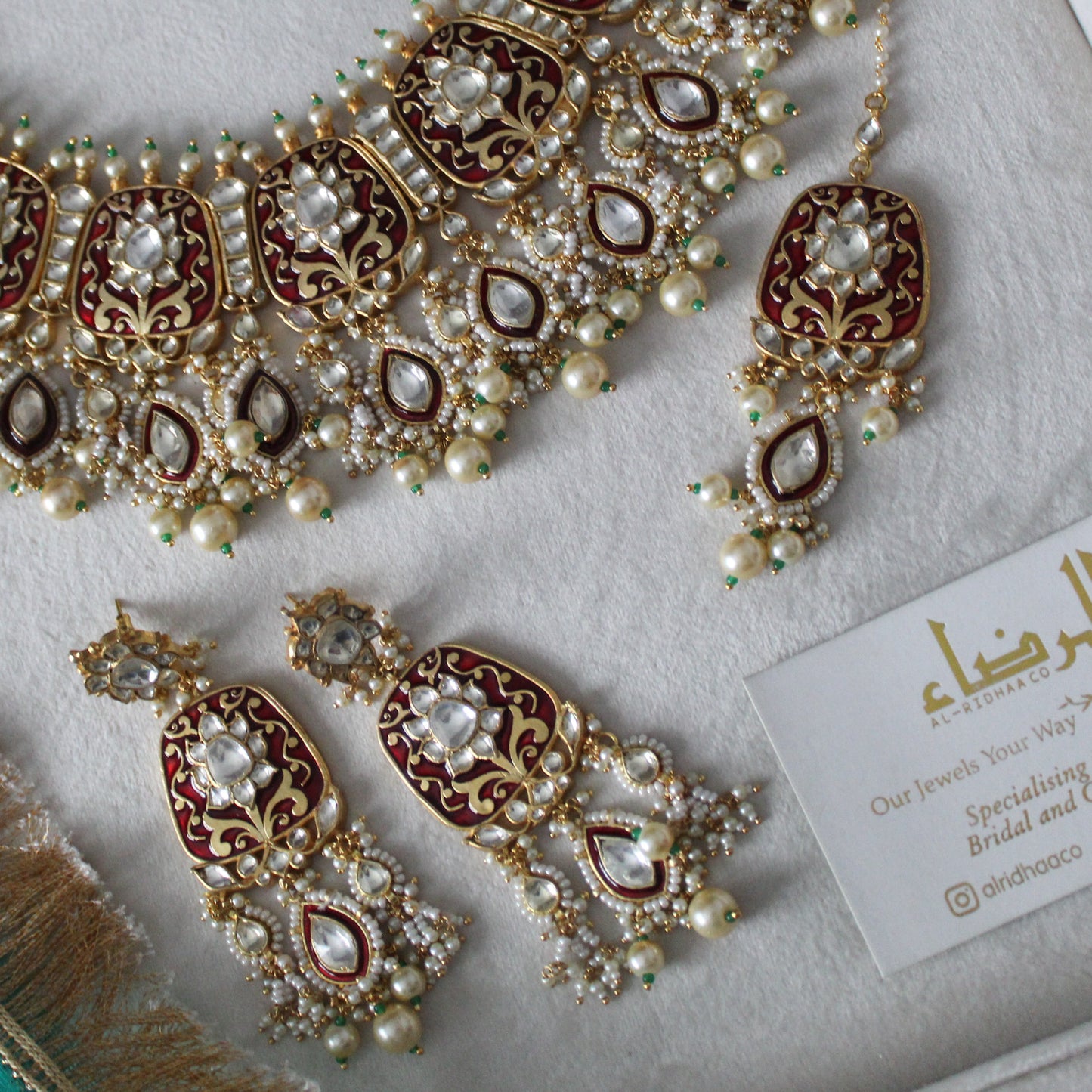 Seema - Pachi Meenakari Necklace Set (Maroon)