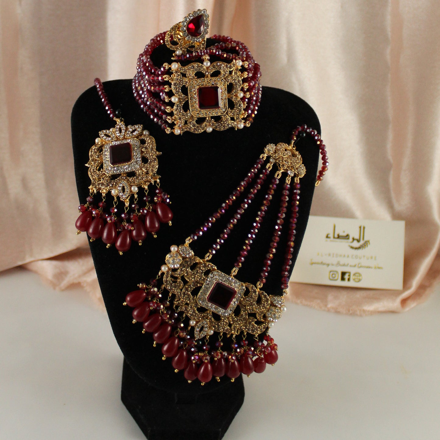 Fariha - Bridal Choker Set (Maroon)