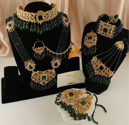 Fariha - Bridal Choker Set (Dark Green)